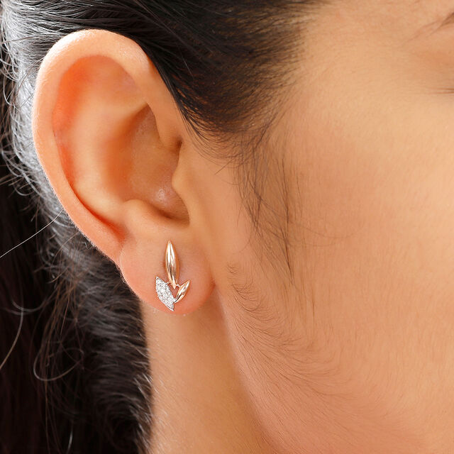 18 KT Rose Gold Little Leaves Stud Earrings,,hi-res 3