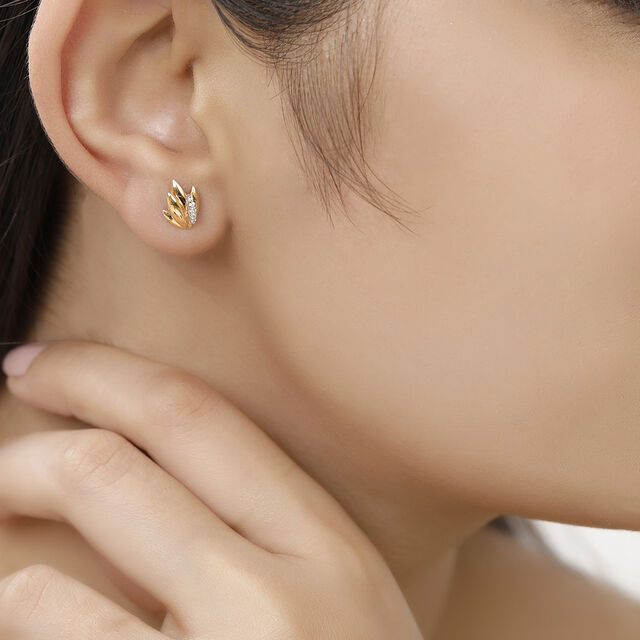 18 KT Yellow Gold Dhanteras Inspired Diamond Stud Earrings,,hi-res 3