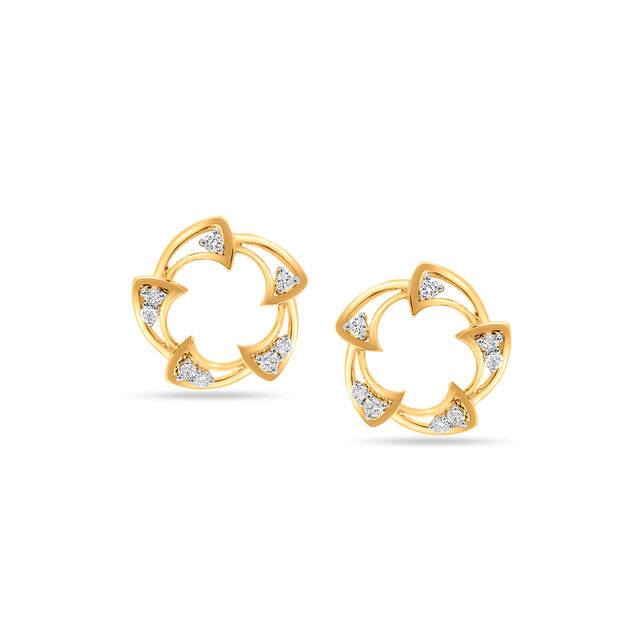 18 KT Yellow Gold Sphere Diamond Stud Earrings,,hi-res 