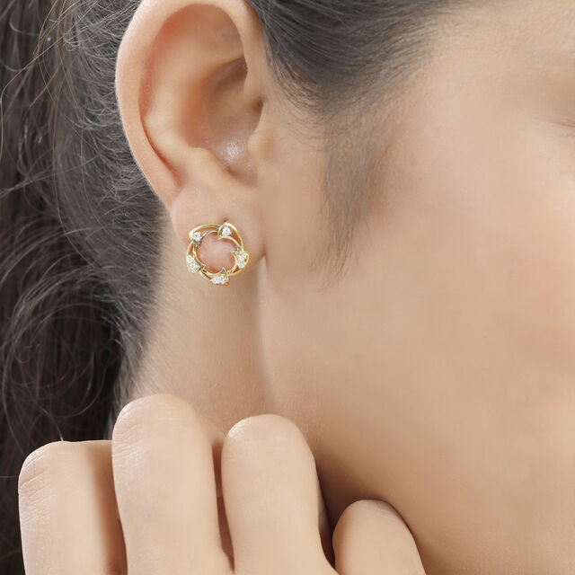 18 KT Yellow Gold Sphere Diamond Stud Earrings,,hi-res 3