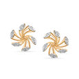 18 KT Yellow Gold Pinwheel Diamond Stud Earrings,,hi-res 