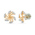 18 KT Yellow Gold Pinwheel Diamond Stud Earrings,,hi-res 2