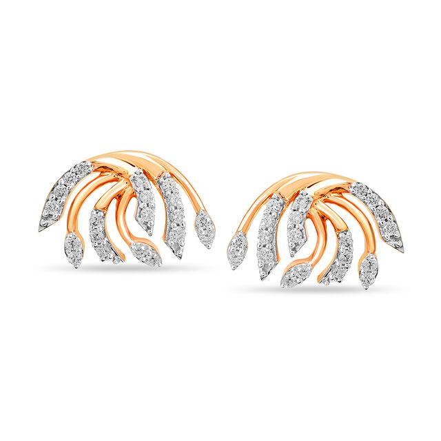 18KT Rose Gold Radiant Tendrils Stud Earrings