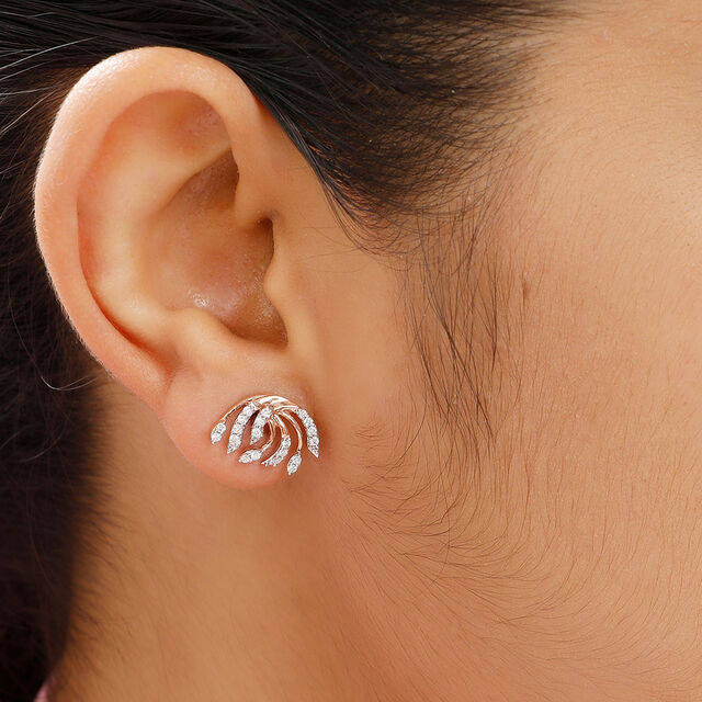 18KT Rose Gold Radiant Tendrils Stud Earrings