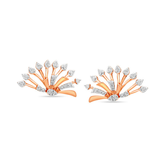18KT Rose Gold Sparkling Dainty Stud Earrings