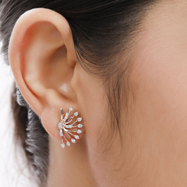 18KT Rose Gold Sparkling Dainty Stud Earrings
