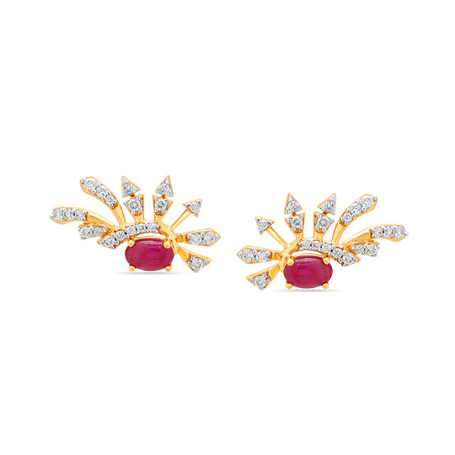18KT Yellow Gold Graceful Tendrils Stud Earrings