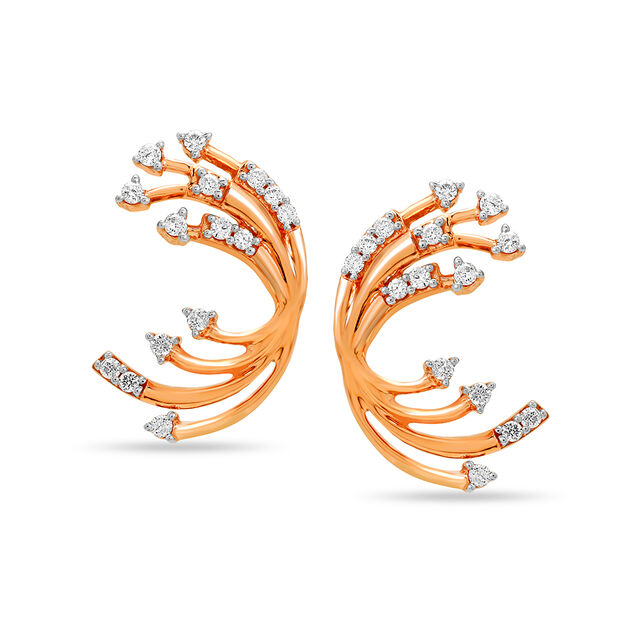 18 KT Rose Gold Dainty Tendrils Stud Earrings,,hi-res 