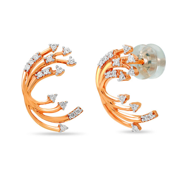 18 KT Rose Gold Dainty Tendrils Stud Earrings,,hi-res 2