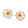 18 KT Yellow Gold Shining Floral Stud Earrings,,hi-res 