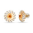 18 KT Yellow Gold Shining Floral Stud Earrings,,hi-res 2