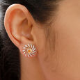 18 KT Yellow Gold Shining Floral Stud Earrings,,hi-res 3