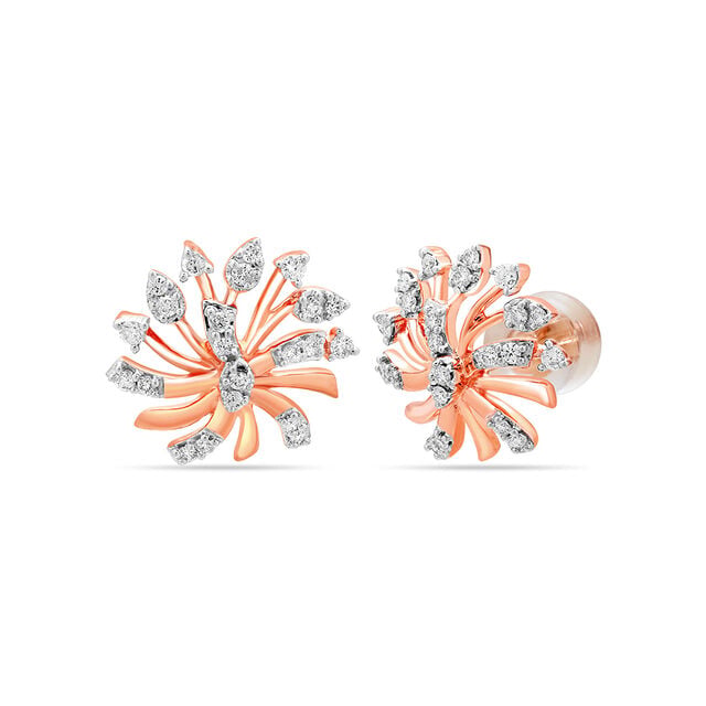 18 KT Rose Gold Simple Floral Stud Earrings 2