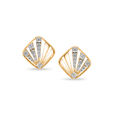 18 KT Yellow And White Gold Geometric Diamond Stud Earrings,,hi-res 
