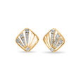 18 KT Yellow And White Gold Geometric Diamond Stud Earrings,,hi-res 2