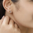 18 KT Yellow And White Gold Geometric Diamond Stud Earrings,,hi-res 3