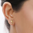 18KT Yellow Gold Distinct Heart Stud Earrings,,hi-res 3