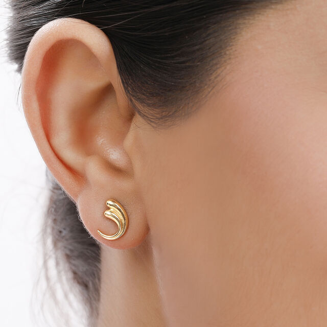 18KT Yellow Gold Distinct Heart Stud Earrings,,hi-res 3