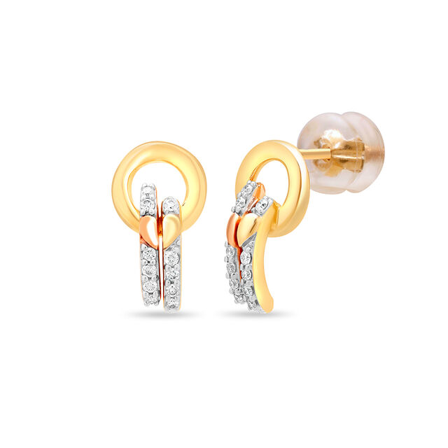 18 KT Yellow and Rose Gold Unexpected Love Diamond Stud Earrings,,hi-res 2