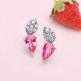 18 KT Yellow Gold Romantic Drops Pink Sapphire and Diamond Stud Earrings,,hi-res 