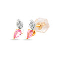 18 KT Yellow Gold Romantic Drops Pink Sapphire and Diamond Stud Earrings,,hi-res 3