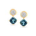 18KT Yellow Gold Rare Pair Diamond and Blue Topaz Stud Earrings,,hi-res 2