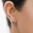 18KT Yellow Gold Rare Pair Diamond and Blue Topaz Stud Earrings,,hi-res 4