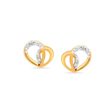 18 KT Yellow Gold Unconventional Pair Diamond Stud Earrings