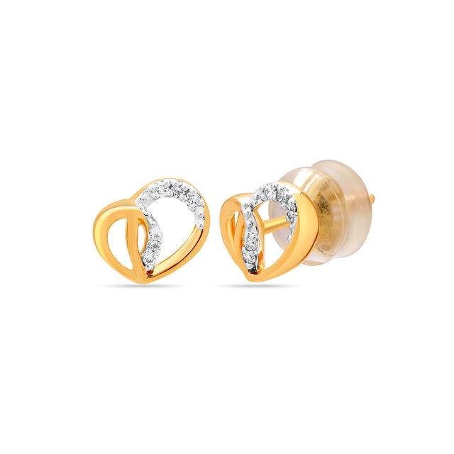 18 KT Yellow Gold Unconventional Pair Diamond Stud Earrings 2