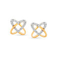 18 KT Yellow Gold Entwined Hearts Diamond Stud Earrings,,hi-res 