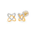 18 KT Yellow Gold Entwined Hearts Diamond Stud Earrings,,hi-res 2