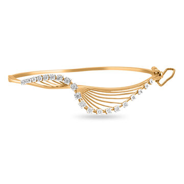 18 KT Yellow Gold Swirl Diamond Bangle