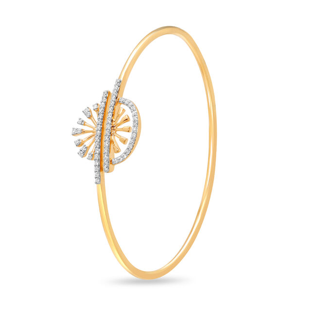 18KT Yellow Gold Elegant Overlapping Bangle 