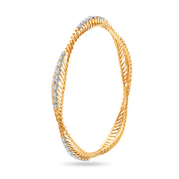 18kt Yellow Gold Slant Line Bangle