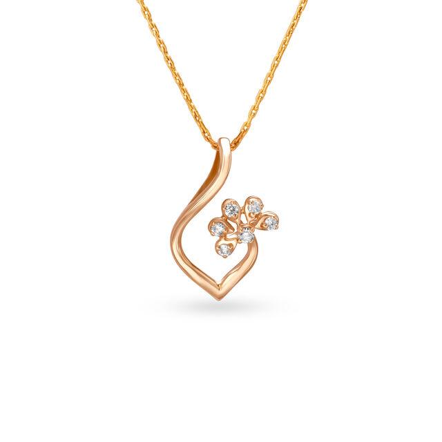 Whimsical Flower Casted Diamond and Rose Gold Pendant,,hi-res 
