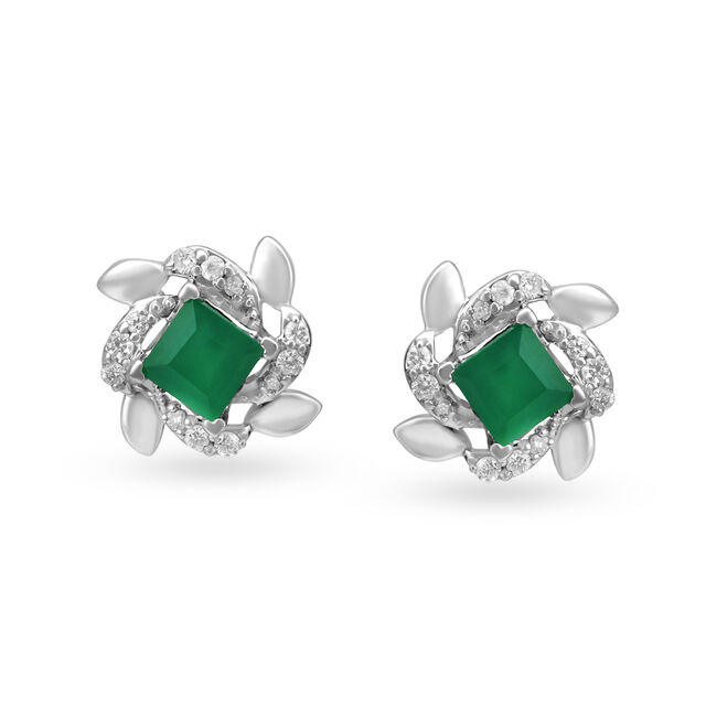 Tanishq Stunning White Gold and Diamond Stud Earrings 