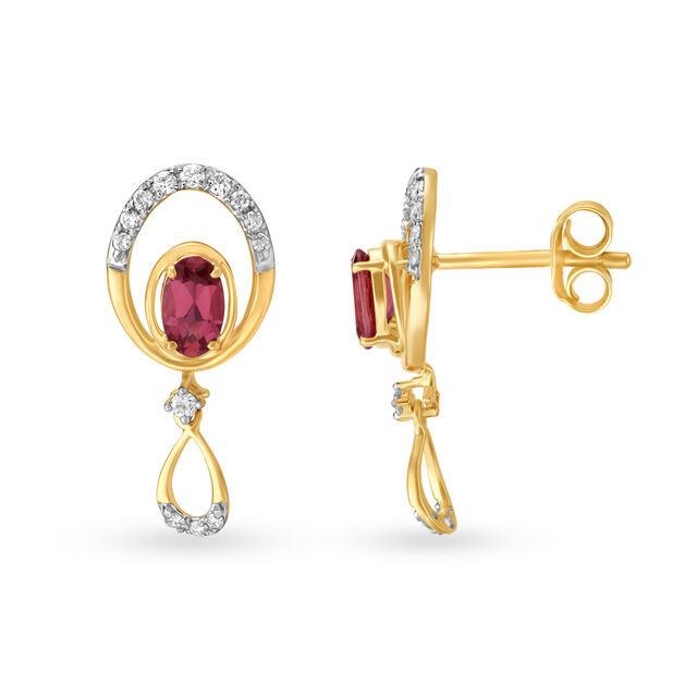 Tanishq Diamond Drop Earrings in 14K Yellow Gold for Women 2