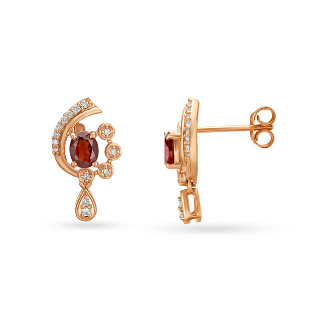 Tanishq Charismatic Diamond and Garnets Drop Earrings 2
