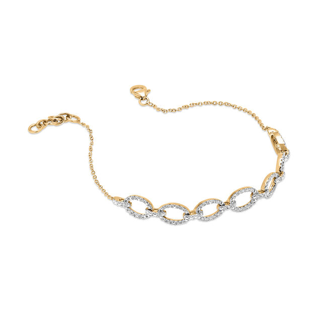14 KT Yellow Gold Chain Link Diamond Bracelet 