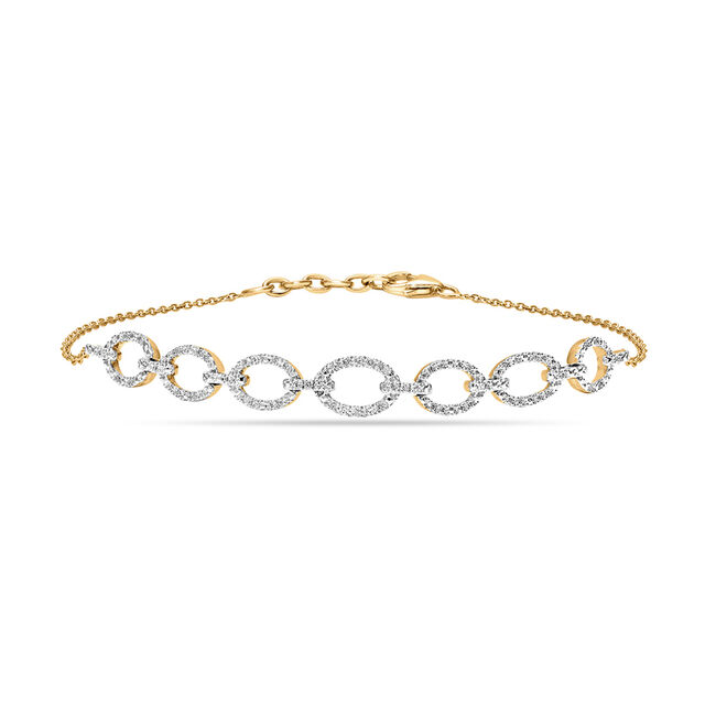 14 KT Yellow Gold Chain Link Diamond Bracelet 2