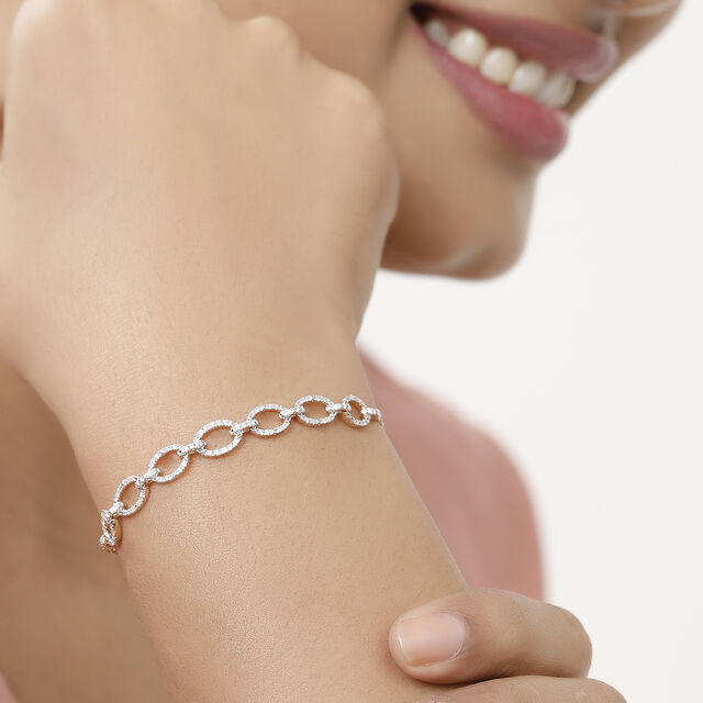 14 KT Yellow Gold Chain Link Diamond Bracelet 3