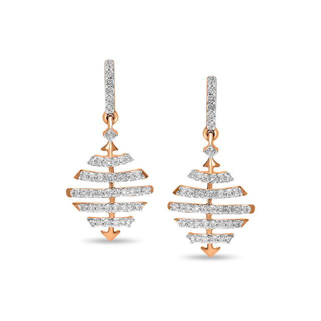 18 KT Rose Gold Majestic Diamond Drop Earrings,,hi-res 