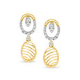18 KTOval Yellow Gold and Diamond Drop Earrings 