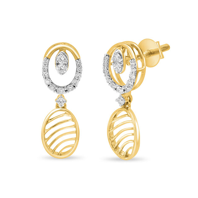 18 KTOval Yellow Gold and Diamond Drop Earrings 2