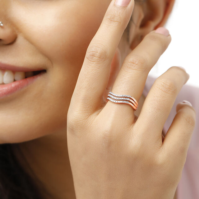 18KT Triple Layered Delicate Rose Gold Ring 3