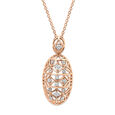 18 KTRose Gold Oval Lattice Diamond Pendant With Chain 2