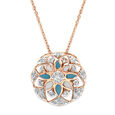 18 KTRose Gold Ornate Flower Diamond Pendant With Chain 2