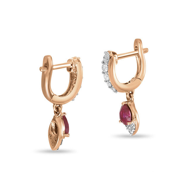 18 KT Brillant Diamond Hoop Earrings/Second Stud,,hi-res 2