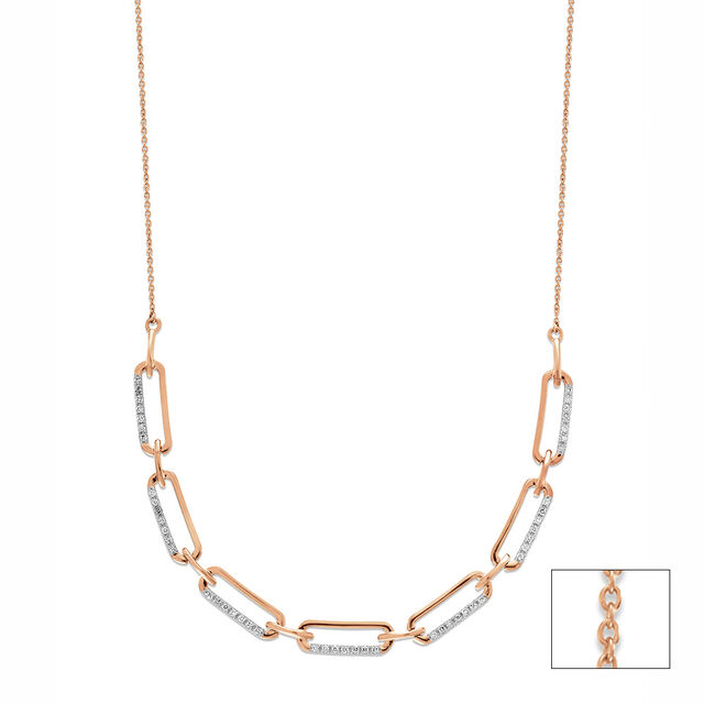 18 KT Rose Gold Charm Layered Diamond Necklace 