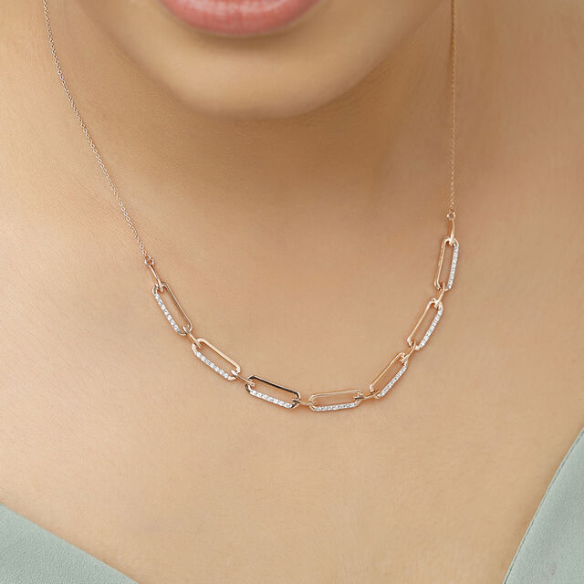 18 KT Rose Gold Charm Layered Diamond Necklace 3